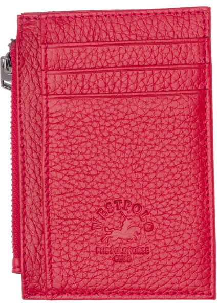 Ivo Fermuarlı Bozuk Para Bölmeli Unisex Hakiki Flötr Deri Kartlık - Kırmızı modelleri