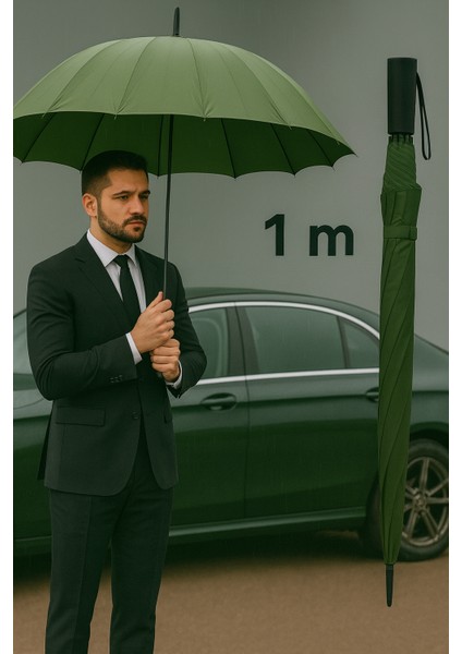 Lüks Protokol Şemsiye Dayanıklı Manuel 8 Fiber Telli Omuz Askılı 1metre