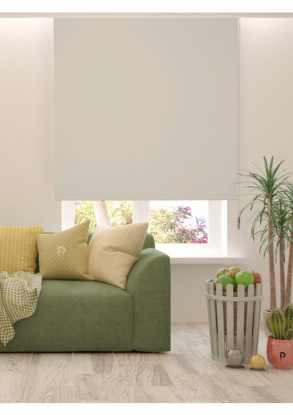 Açık Gri Rengi Düz Mekanize Stor Perde Metropol Serisi