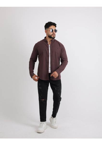 Flam Keten Slim Fit Spor ve Şık Erkek Gömlek