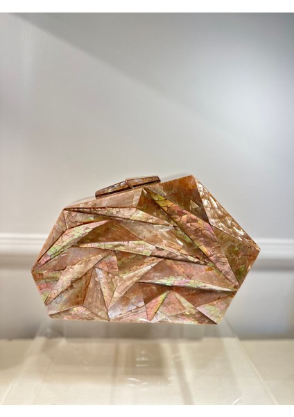 Honey LY0148 Sedef El Yapımı Açık Kahverengi Çanta