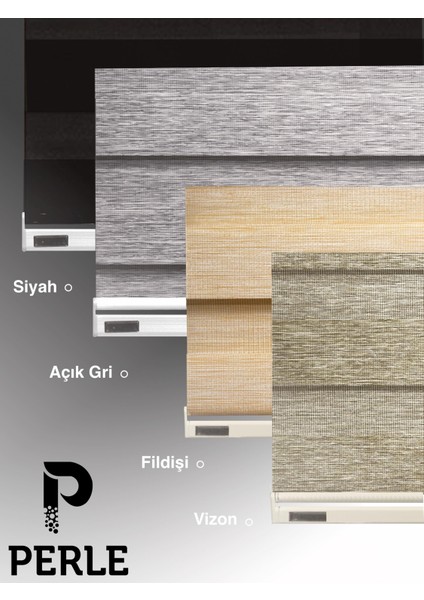 Vizon Renk Bambu Stor Zebra Perde Yüksek Kalite Alüminyum Kasa