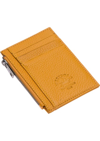 Ivo Fermuarlı Bozuk Para Bölmeli Unisex Hakiki Flötr Deri Kartlık - Hardal fiyatları