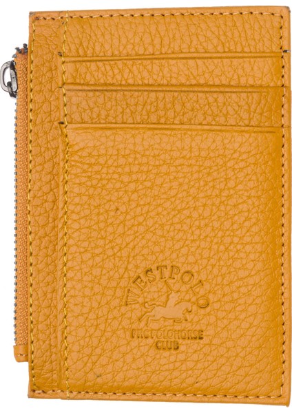 Ivo Fermuarlı Bozuk Para Bölmeli Unisex Hakiki Flötr Deri Kartlık - Hardal fırsatları