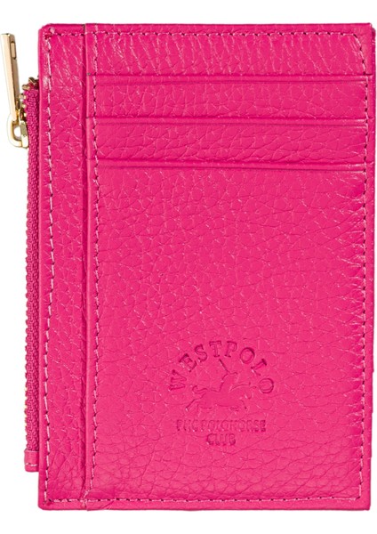 Ivo Fermuarlı Bozuk Para Bölmeli Unisex Hakiki Flötr Deri Kartlık - Fuşya modelleri