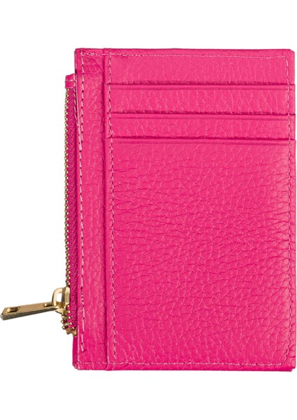 Ivo Fermuarlı Bozuk Para Bölmeli Unisex Hakiki Flötr Deri Kartlık - Fuşya fırsatları
