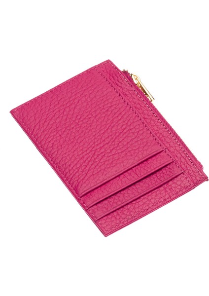 Ivo Fermuarlı Bozuk Para Bölmeli Unisex Hakiki Flötr Deri Kartlık - Fuşya