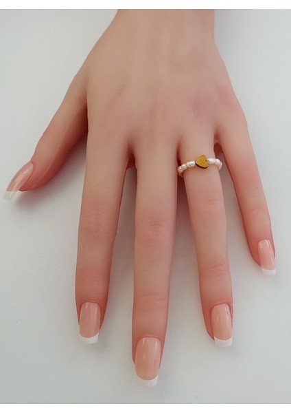 Doğal Inci Yüzük (Hematit Kalp)