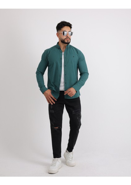 Flam Keten Slim Fit Spor ve Şık Erkek Gömlek