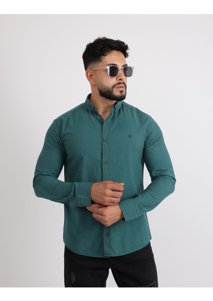 Flam Keten Slim Fit Spor ve Şık Erkek Gömlek fırsatları