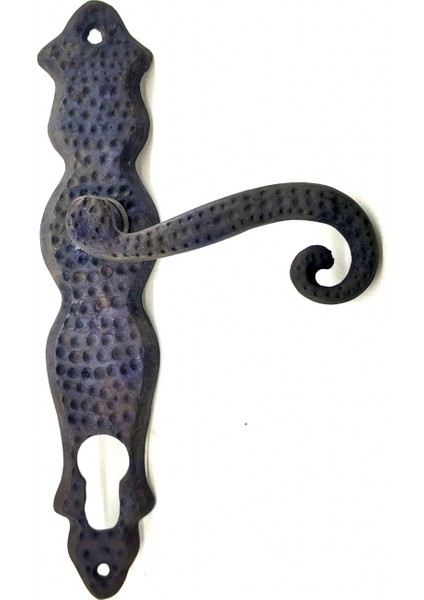 Antika Tarz Dekoratif Pirinç Ferforje Oda Kapı Kolu - 210X43 Mm, Oksit