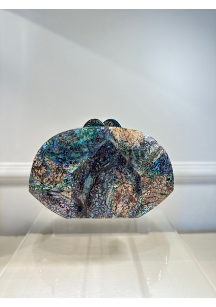 Oyster LY0141B Sedef El Yapımı Mavi Çanta