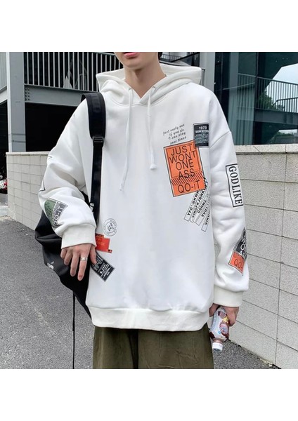 Punıx Büyük Beden Özel Modern Tasarım Motto Yazı Baskılı Kapüşonlu Kışlık 3 Iplik Erkek Sweatshırt
