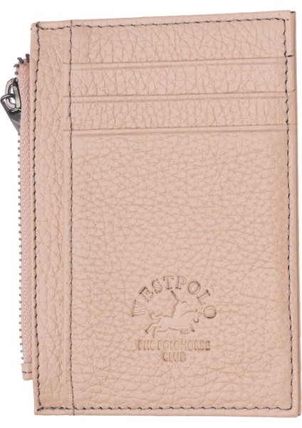 Ivo Fermuarlı Bozuk Para Bölmeli Unisex Hakiki Flötr Deri Kartlık - Pudra modelleri