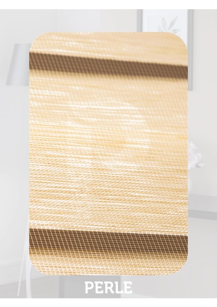 Fil Dişi Renk Bambu Stor Zebra Perde Yüksek Kalite Alüminyum Kasa