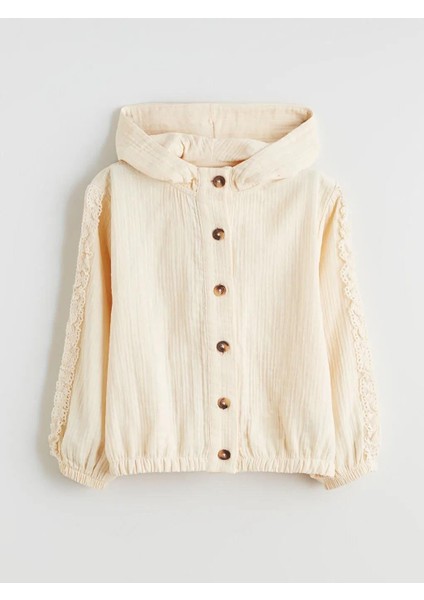 Kapüşonlu Dantel Detaylı Kız Çocuk Ceket (W5)