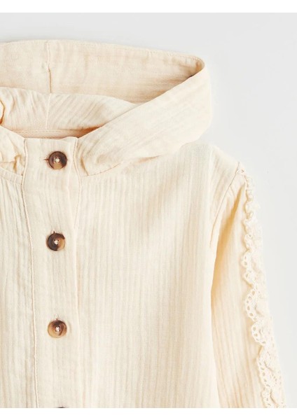 Kapüşonlu Dantel Detaylı Kız Çocuk Ceket (W5) fiyatları