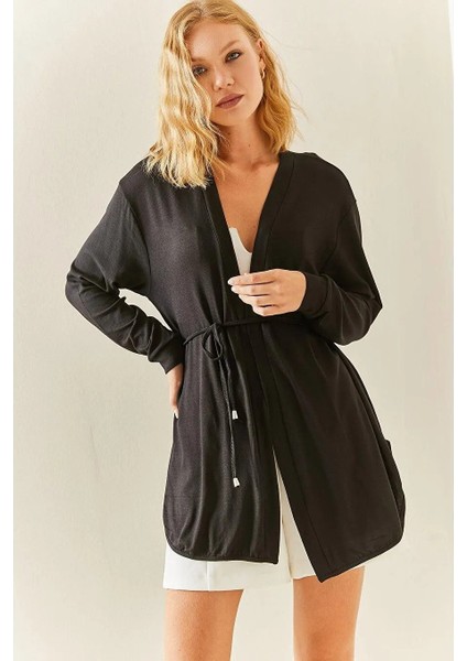 Kadın Uzun Kollu Bağcık Detay Hırka modelleri