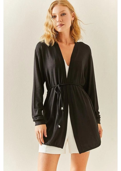 Kadın Uzun Kollu Bağcık Detay Hırka fırsatları