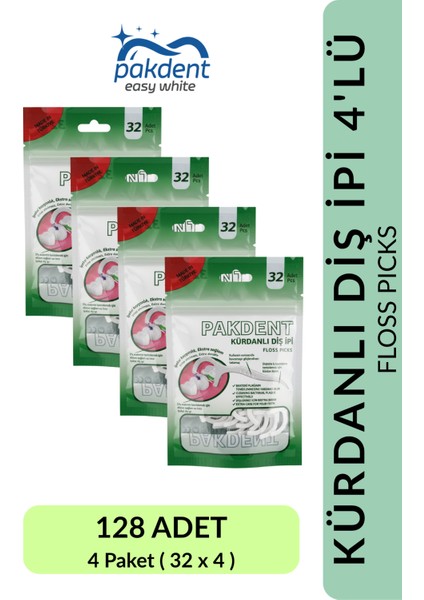 Kürdanlı Diş Ipi | 32'li Ekonomik Paket | Ipeksi Kayganlık | Ekstra Sağlam