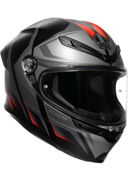 K6 S Karve Matt Black Grey Red Kapalı Kask