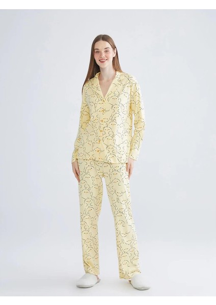 Gömlek Yaka Baskılı Kadın Pijama Takımı (W5) fiyatları