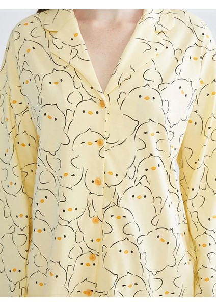 Gömlek Yaka Baskılı Kadın Pijama Takımı (W5) modelleri