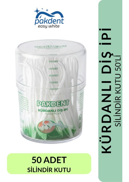 Kürdanlı Diş Ipi | 50'li Kutu | Silindir Kutu / Dikdörtgen Kutu | Ipeksi Kayganlık | Ekstra Sağlam