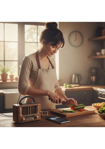 Küçük Mini Boy Retro Ahşap Tasarım Bluetooth Hoparlörlü Radyo – Fm/am Destekli, Şarjlı ve Taşınabilir Radyo NS-8108 (4887) fiyatları