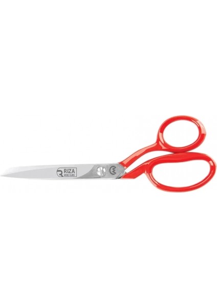 3257-9 Tekstil / Yatık Konfeksiyon Makası No: 9 Inç / 22,86 cm - Nikel Kaplama, Kırmızı Saplı, Mikro Tırtıllı