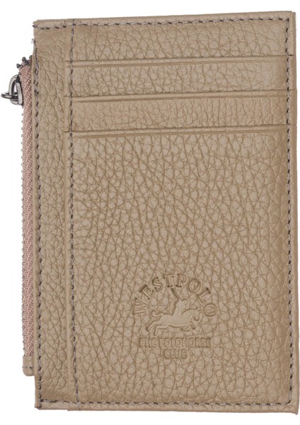 Ivo Fermuarlı Bozuk Para Bölmeli Unisex Hakiki Flötr Deri Kartlık - Vizon modelleri