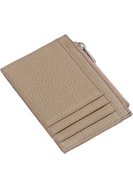Ivo Fermuarlı Bozuk Para Bölmeli Unisex Hakiki Flötr Deri Kartlık - Vizon fırsatları