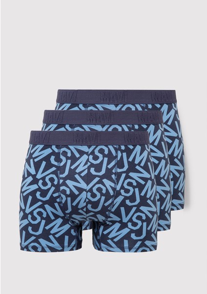3lü Baskılı Mavi Boxer 0912204-85803