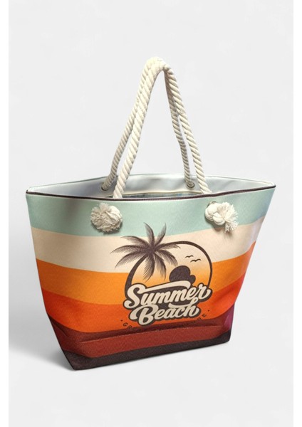 Fermuarlı Çok Renkli Kadın Plaj Çantası LD609 modelleri