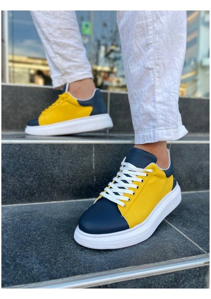 Premium Bağcıklı Günlük Taraftar Erkek Sneaker Sarı Lacivert fiyatları