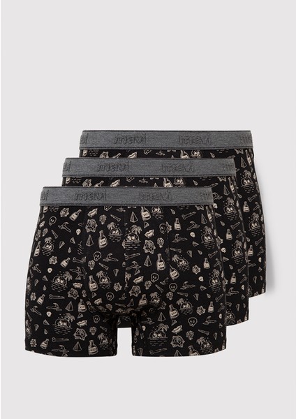 3lü Baskılı Siyah Boxer 0912232-900