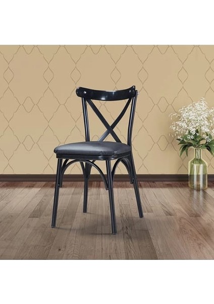 Thonet Metal Ayaklı Çapraz Sırt Mutfak Sandalyesi