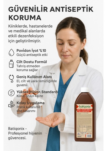 Batikon Povidon Iyot Çözeltisi %10 – 1000 ml | Medikal Antiseptik Cilt ve Yara Temizleme Solüsyonu fiyatları