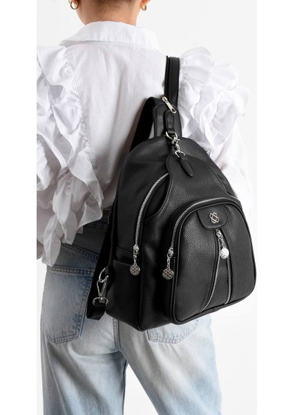 ,çok cepli,kullanışlı, siyah bayan Sırt Çantası