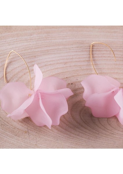 Resveq Çiçek Figürlü Zara Küpe-Şeker Pembesi