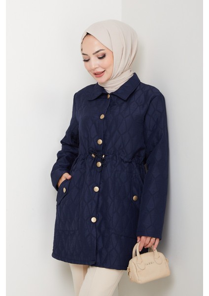 Kadın Beli Tünel Geçişli Kapitone Ceket Mont -PMK472