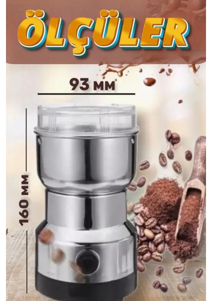 Çok Amaçlı 4 Bıcaklı Elektrikli Kahve Çekirdeği ve Baharat Çelik Öğütme Aracı