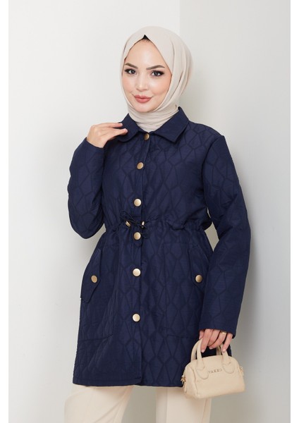 Kadın Beli Tünel Geçişli Kapitone Ceket Mont -PMK472 indirimleri