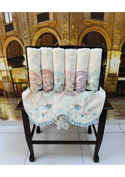 %100 Pamuklu Kesme Nakışlı Uç Işlemeli Kadife 50×90 Kutulu Lüx Çeyizlik El ve Yüz Havlusu Seti fiyatları