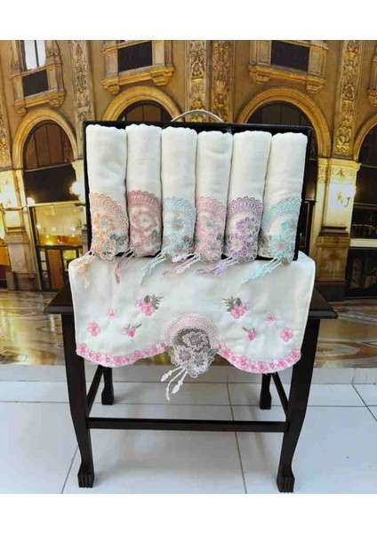 %100 Pamuklu Kesme Nakışlı Uç Işlemeli Kadife 50×90 Kutulu Lüx Çeyizlik El ve Yüz Havlusu Seti fırsatları