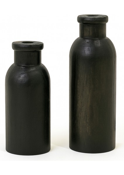 2’li El Boyaması Siyah Ahşap Vazo Seti – Yapay Bitkiler Dahildir indirimleri