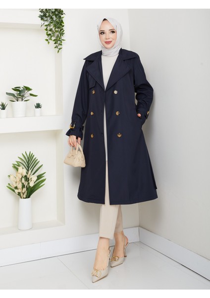 Kadın Astarlı Kruvaze Yaka Kuşaklı Trençkot -PMK471 modelleri