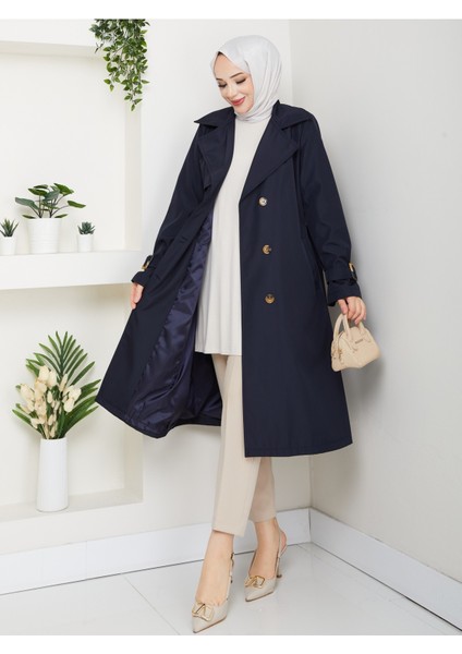 Kadın Astarlı Kruvaze Yaka Kuşaklı Trençkot -PMK471 fırsatları