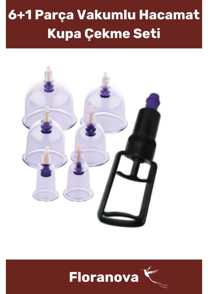 Özel Seri Üretim Selülit Çatlak Giderici Vakumlu Masaj Aleti Pompa Hediyeli 6'lı Kupa Hacamat Seti