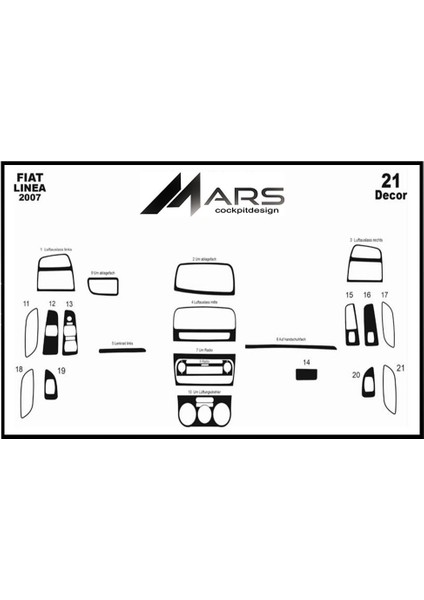Fiat Linea Konsol-Torpido Kaplama 2007 21 Parça Piano Black